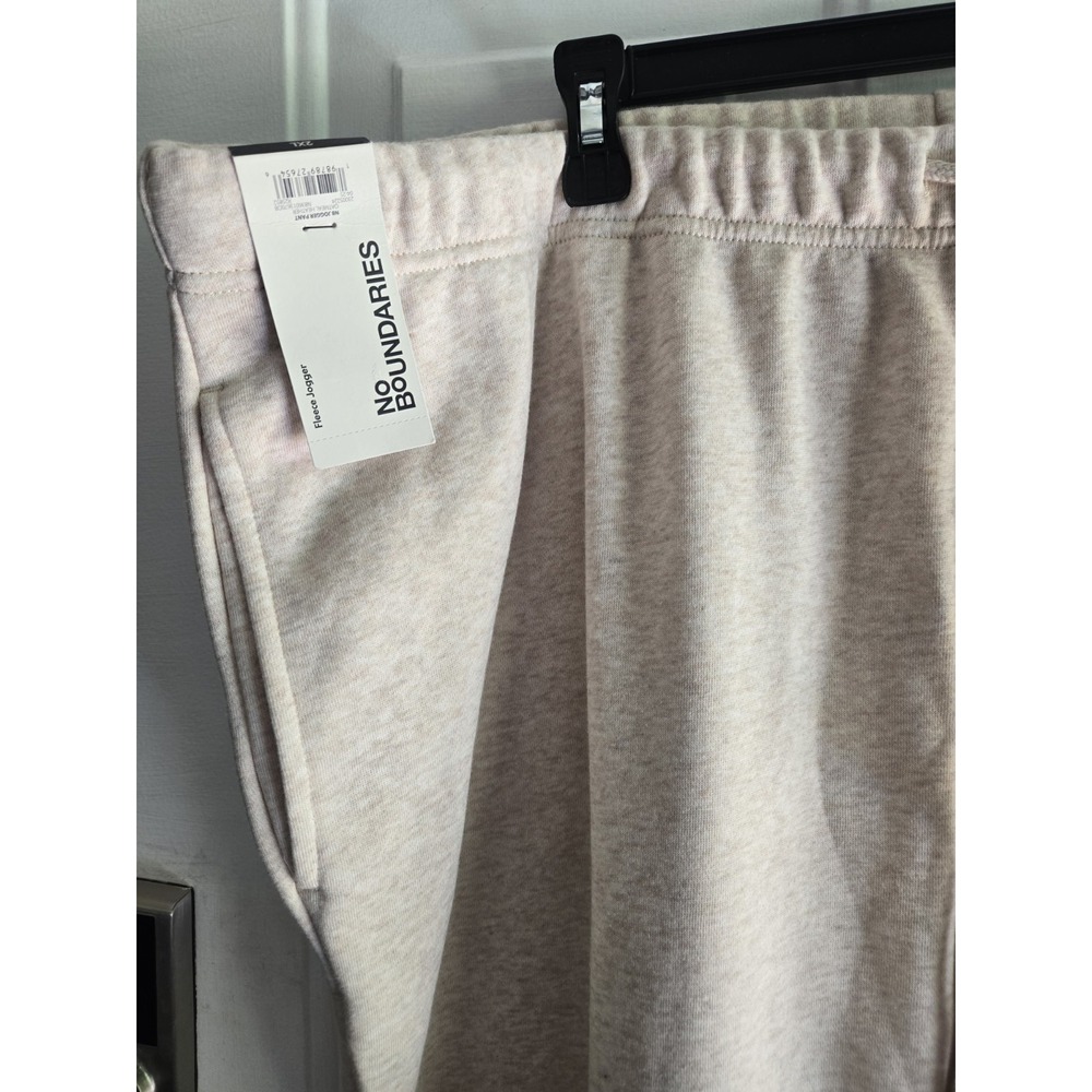 New No Boundaries Soft Fleece Joggers  Mens Size 2XL Pockets Beige New With Tags - Picture 2 of 6